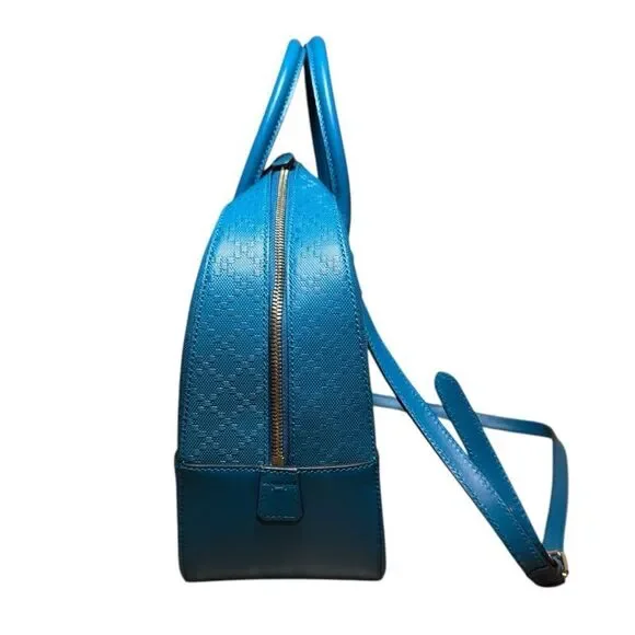 GUCCI Cerulean Blue Diamanté Leather 2way Boston Bag Auth Speedy Doctor Duffle - Picture 4 of 15